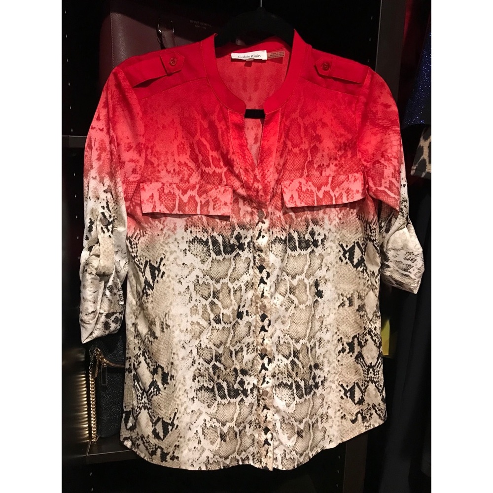Calvin Klein Pink Accent Animal Print Top